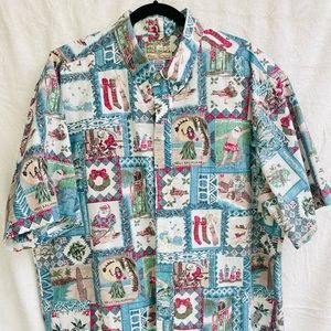 REYN SPOONER MELE KALIKIMAKA LIMITED ISSUE HAWAIIAN CHRISTMAS SHIRT HOLIDAY